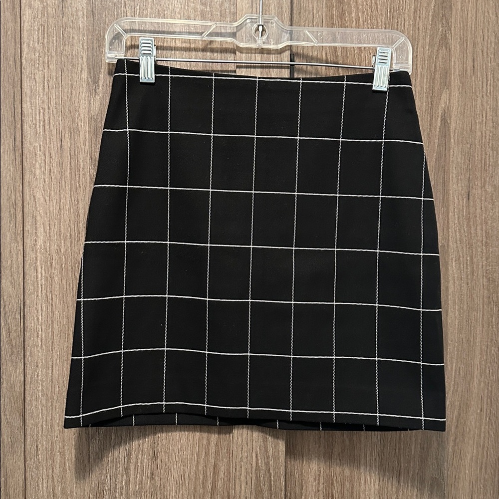 H&M Black Skirt with White Grid Pattern